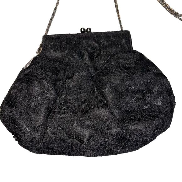 Small Black Lace Purse with Chain Strap Formals Prom Night Out - Picture 2 of 7